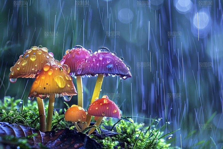 蘑菇云南雨后摄影图