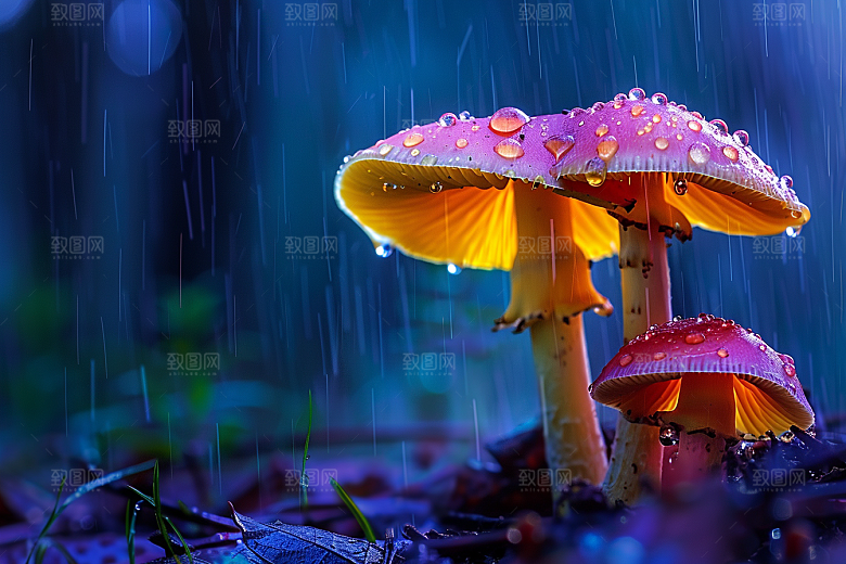 蘑菇山林清新摄影图