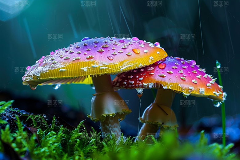 蘑菇树林菌菇摄影图