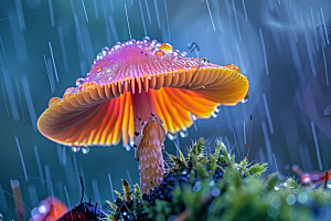 蘑菇雨后清新摄影图