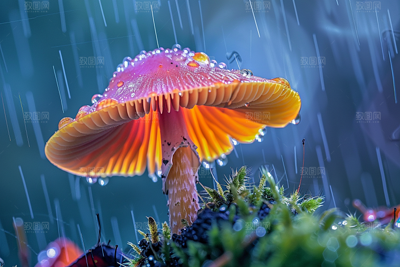 蘑菇雨后清新摄影图