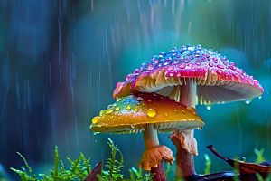 蘑菇云南雨后摄影图