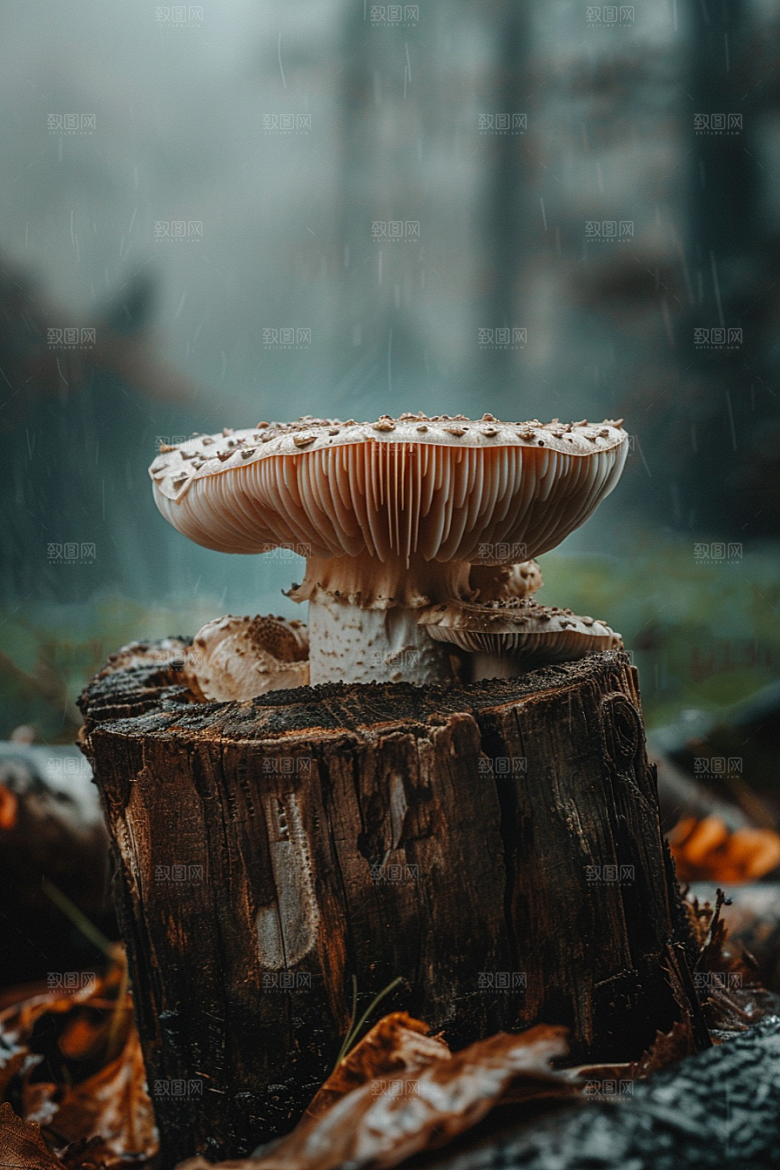 蘑菇鲜美雨后摄影图
