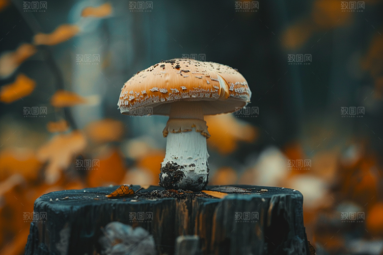 蘑菇雨后树林摄影图