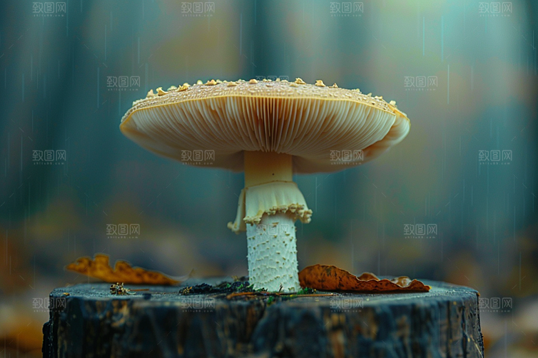 蘑菇树林雨后摄影图