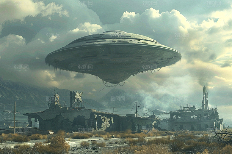 末日飞船科技感宇宙游戏原画