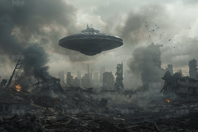末日飞船科技感宇宙游戏原画