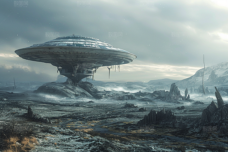 末日飞船科技感宇宙游戏原画