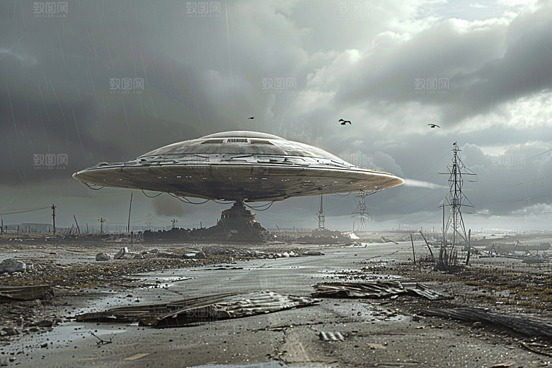 末日飞船飞碟太空战舰游戏原画