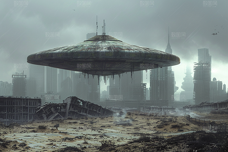 末日飞船宇宙飞碟游戏原画