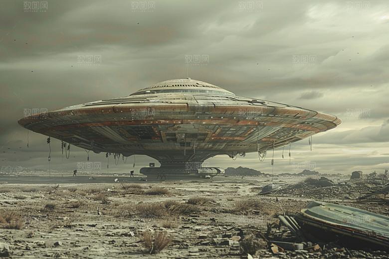 末日飞船科技感宇宙游戏原画