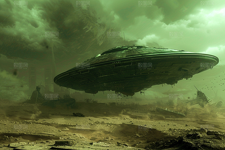 末日飞船科技感宇宙游戏原画