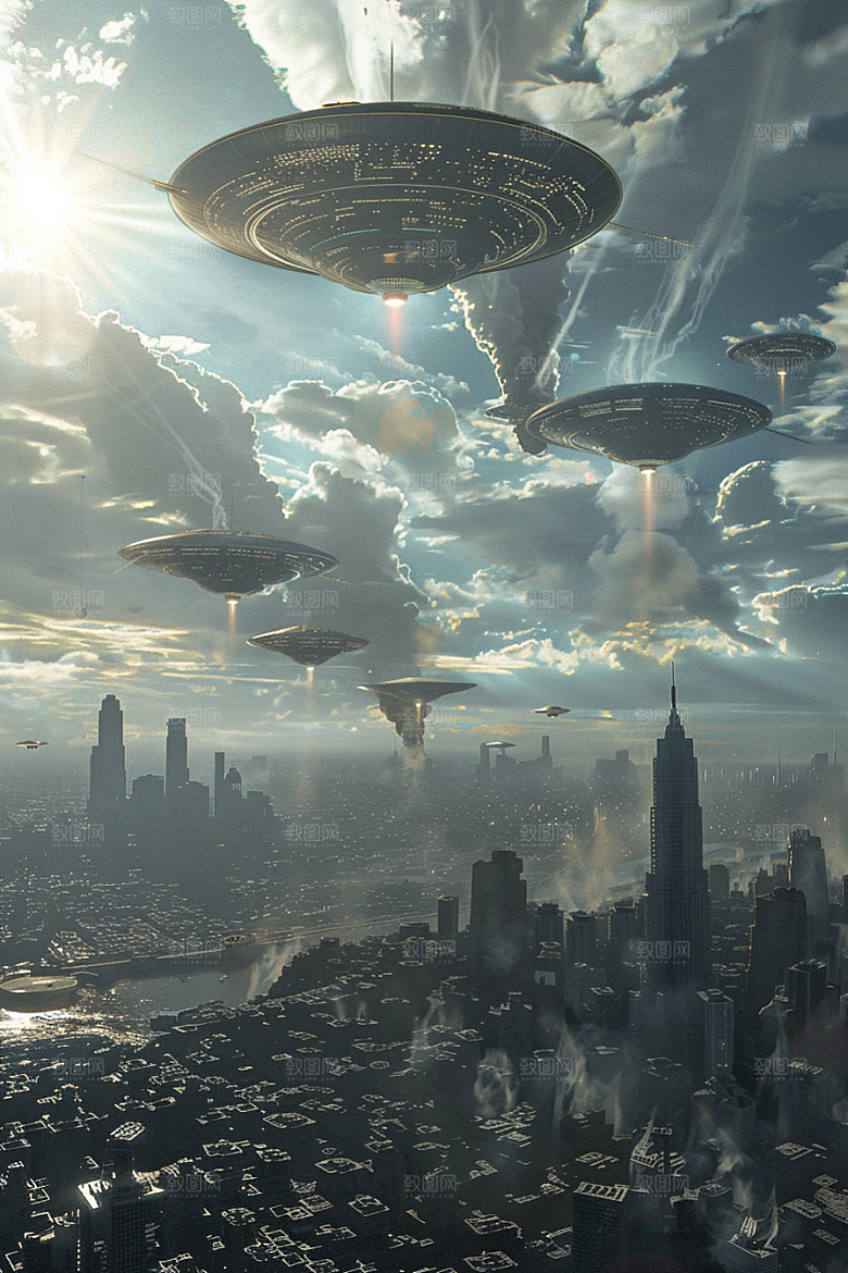 末日飞船科技感外星人游戏原画