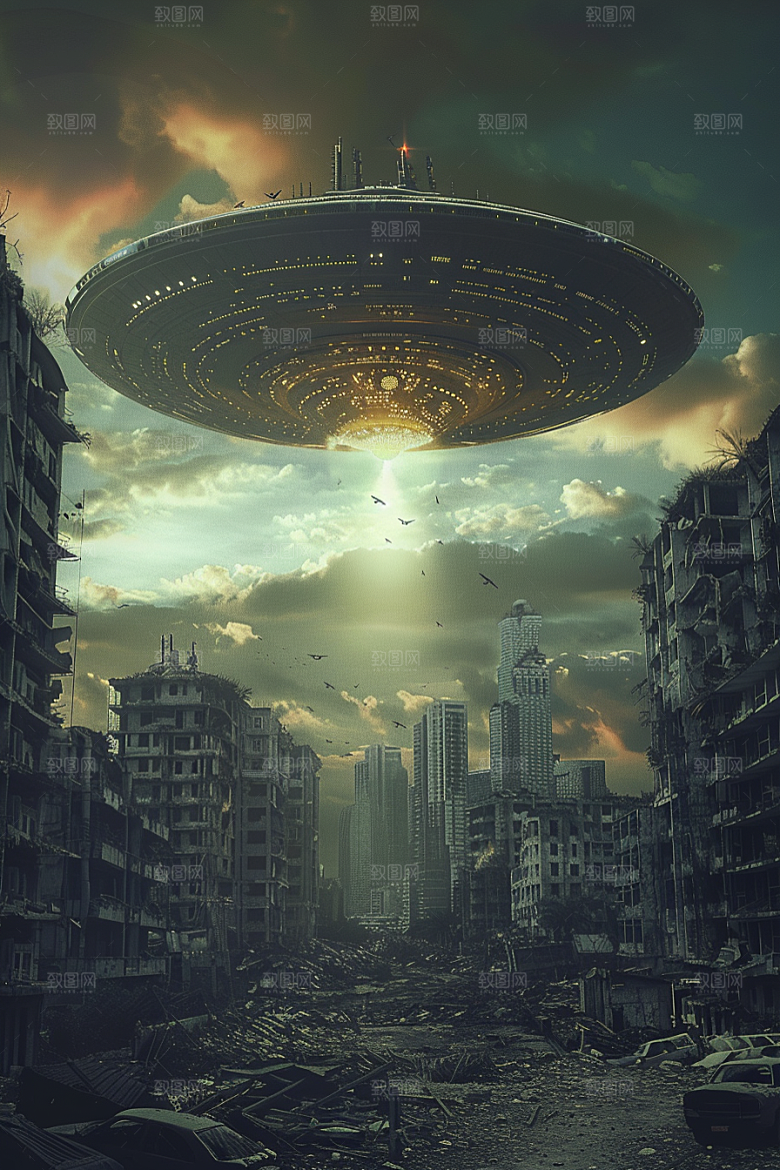 末日飞船飞行器太空游戏原画