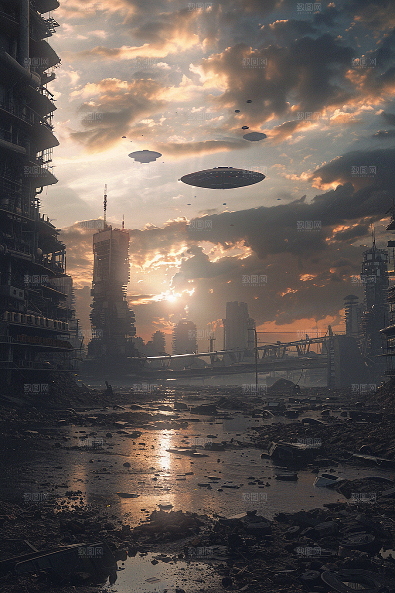 末日飞船宇宙飞碟游戏原画