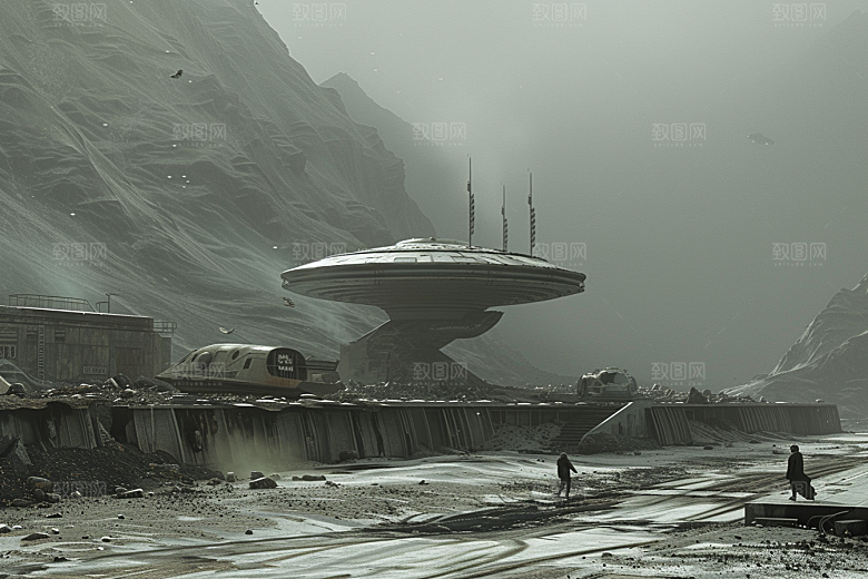 末日飞船废土风宇宙游戏原画