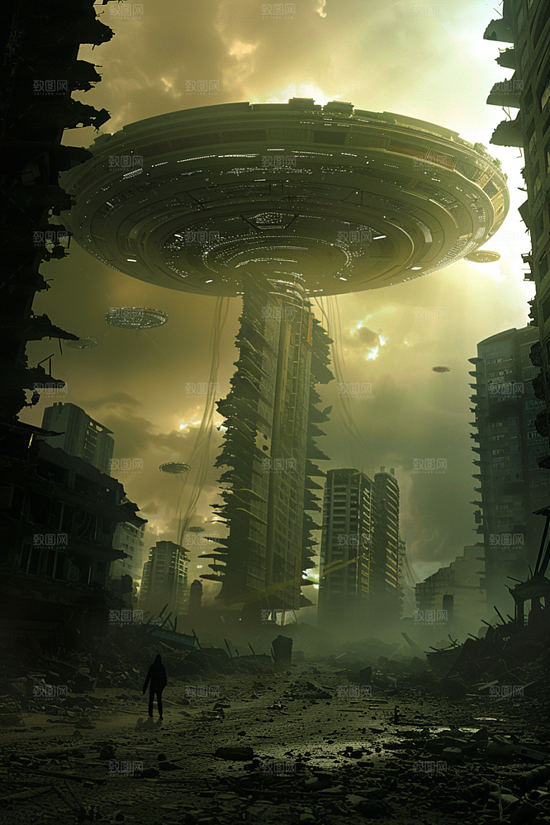 末日飞船宇宙科技感游戏原画