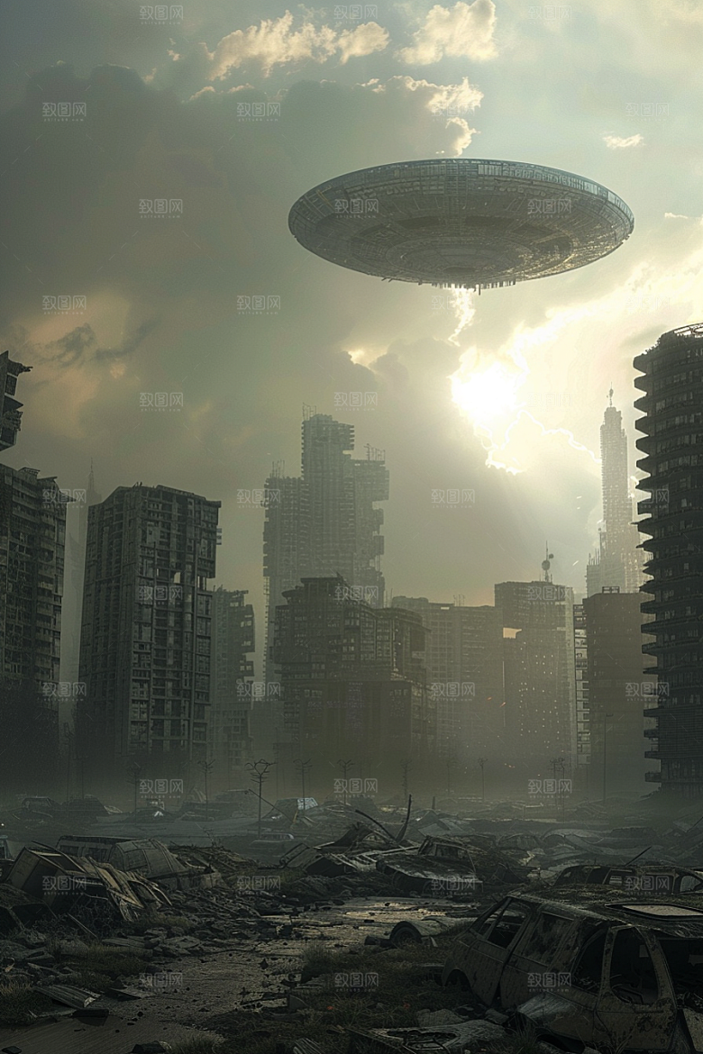 末日飞船宇宙废土风游戏原画