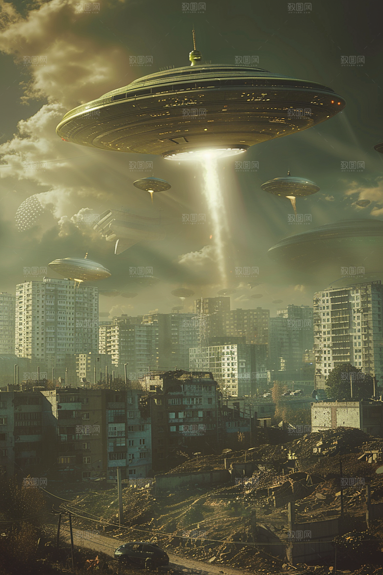 末日飞船飞碟宇宙游戏原画