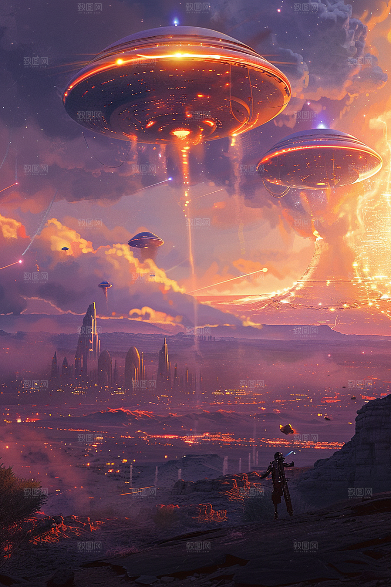 末日飞船外星人太空战舰游戏原画