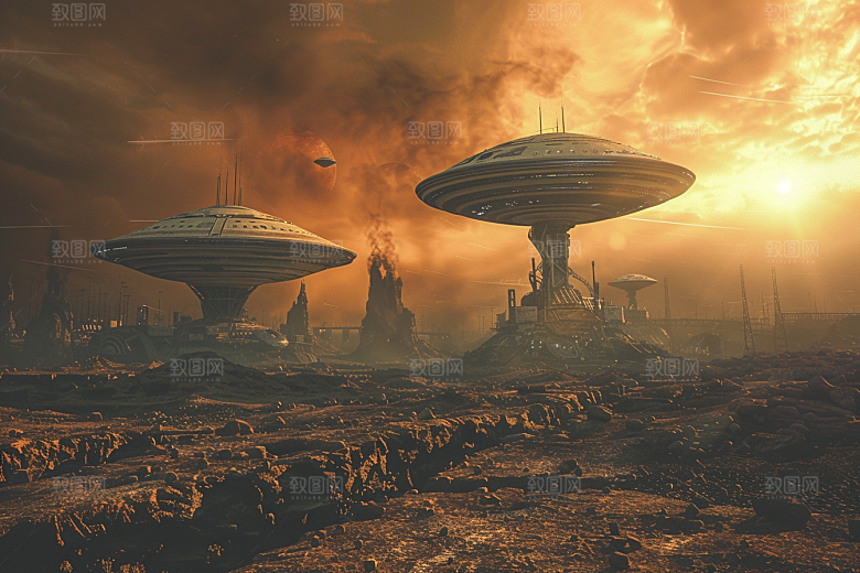 末日飞船世界末日外星人游戏原画