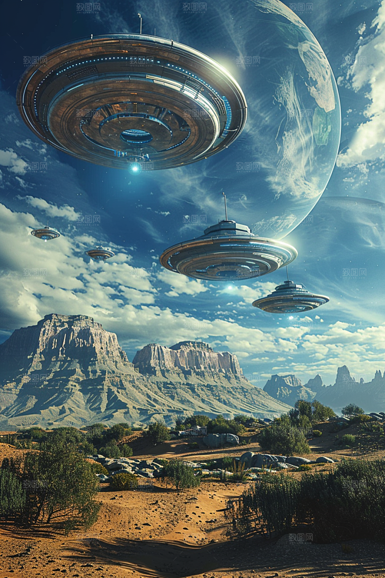 末日飞船飞碟宇宙游戏原画