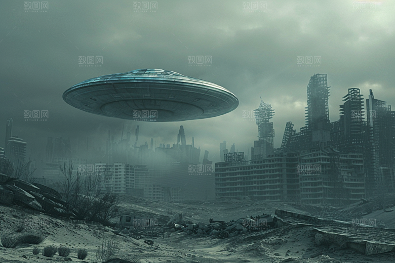 末日飞船科幻片外星人游戏原画