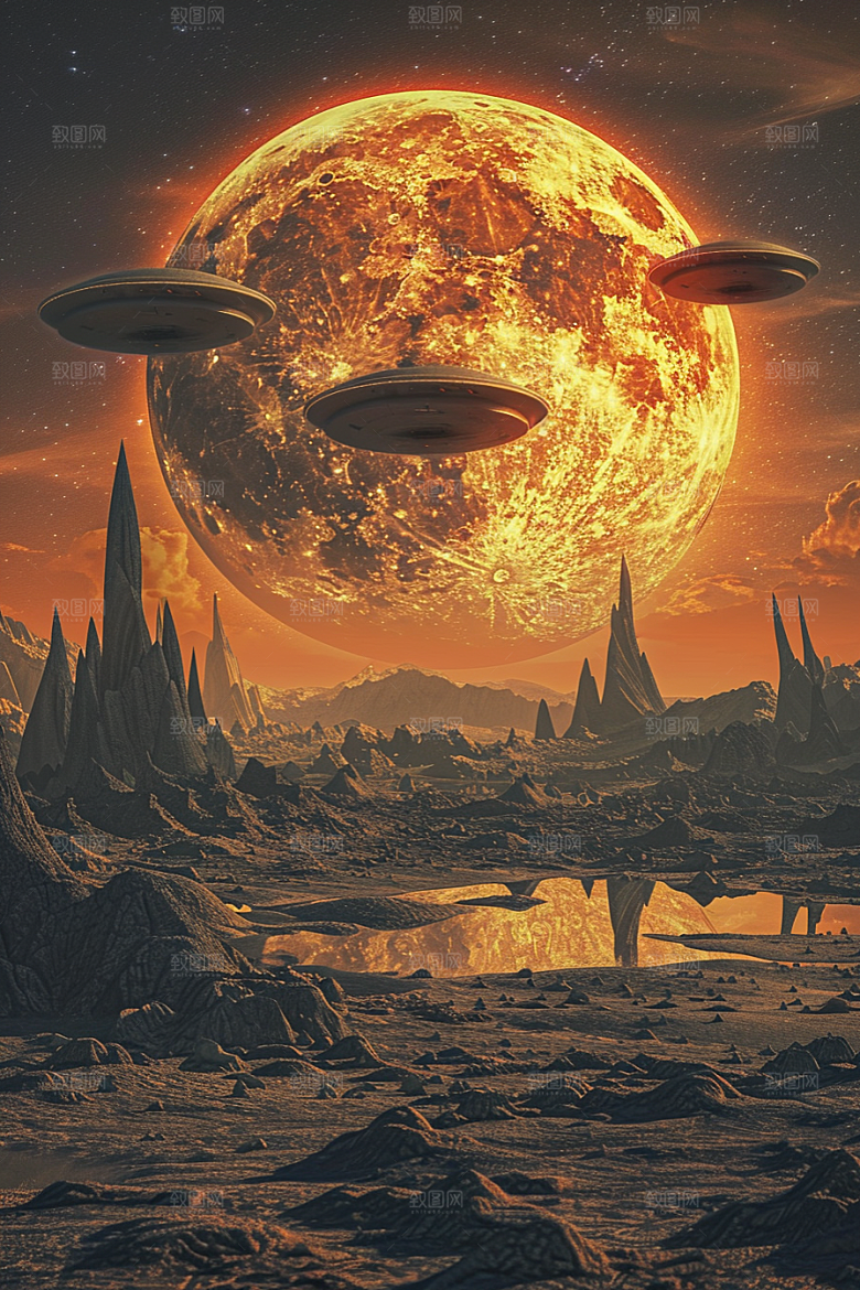 末日飞船科幻片外星人游戏原画