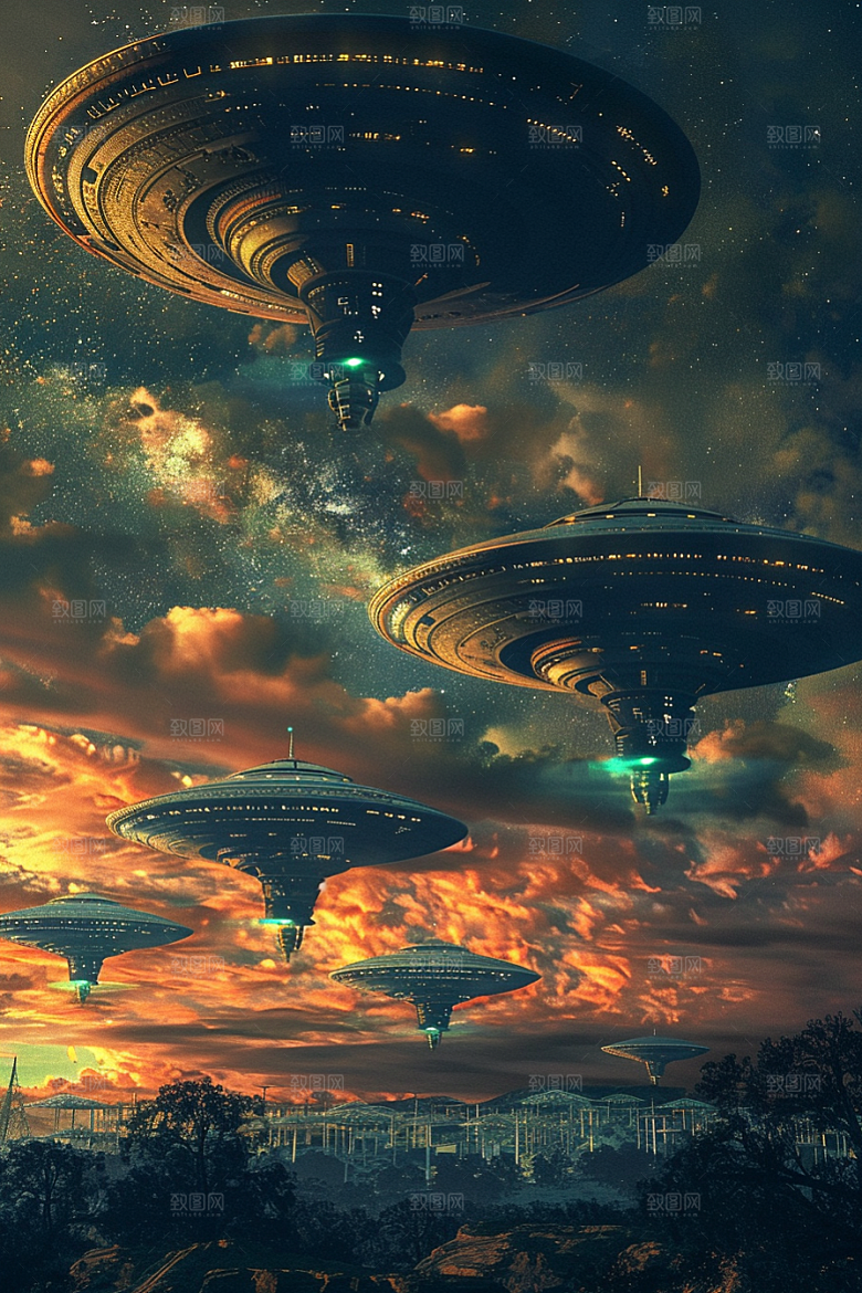 末日飞船飞碟太空游戏原画