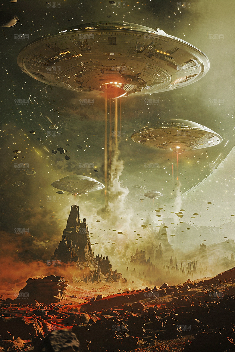 末日飞船宇宙废土风游戏原画