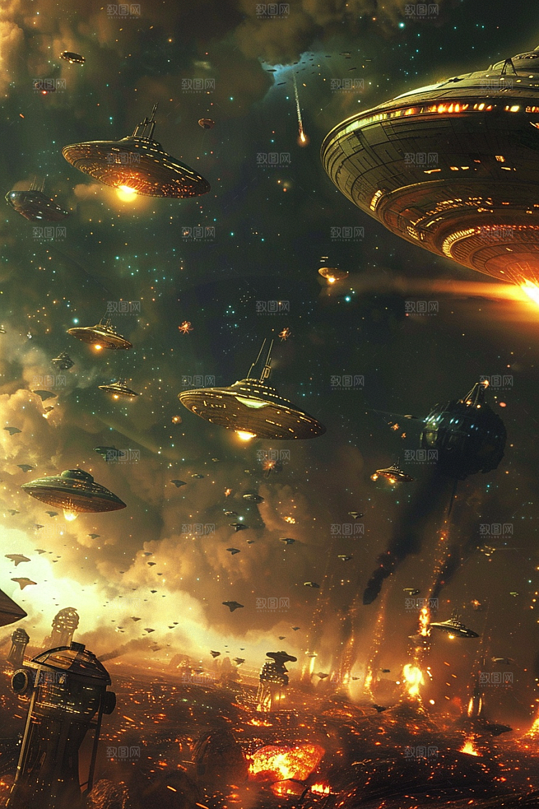末日飞船宇宙太空战舰游戏原画