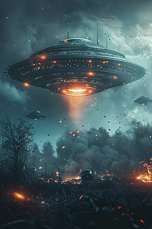 末日飞船外星人科幻片游戏原画