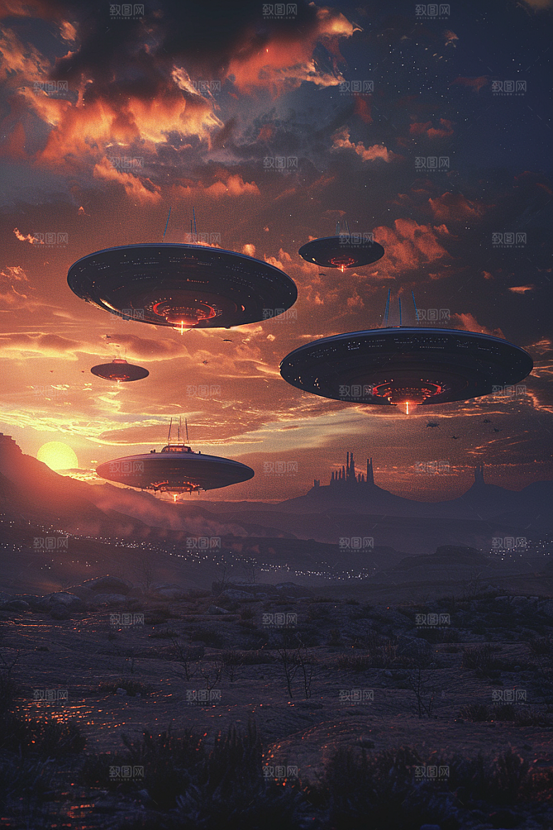 末日飞船外星人飞行器游戏原画