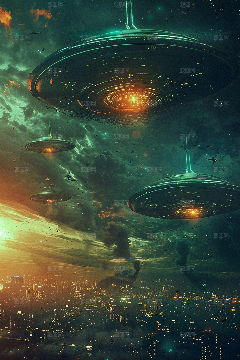 末日飞船太空外星人游戏原画