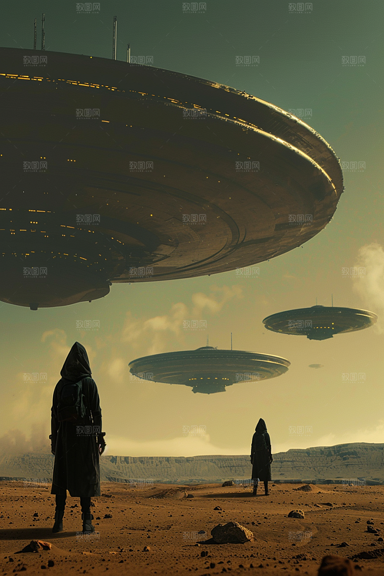末日飞船飞碟宇宙游戏原画