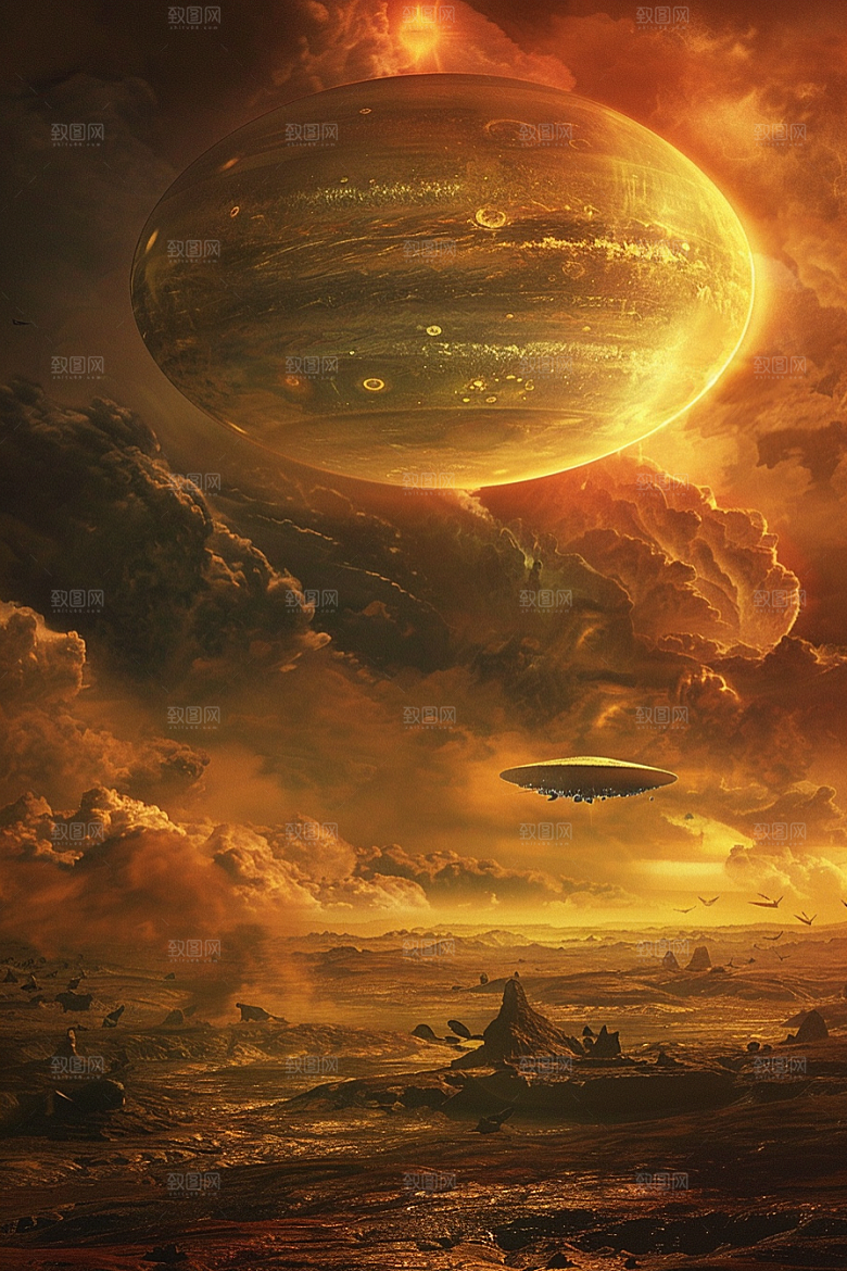 末日飞船科幻片宇宙游戏原画