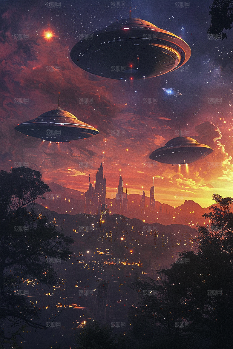 末日飞船外星人飞行器游戏原画