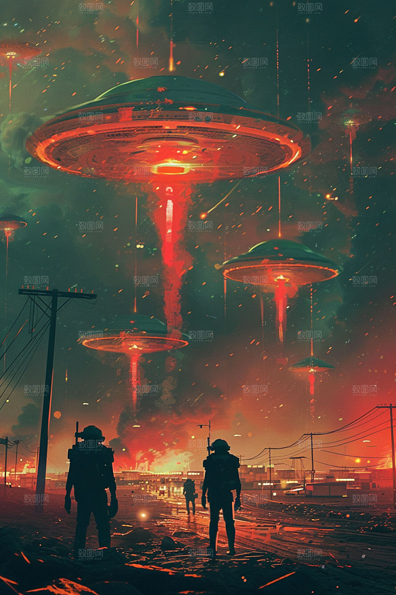 末日飞船太空飞行器游戏原画