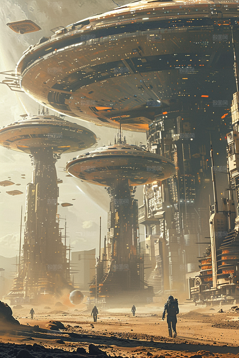末日飞船科技感宇宙游戏原画