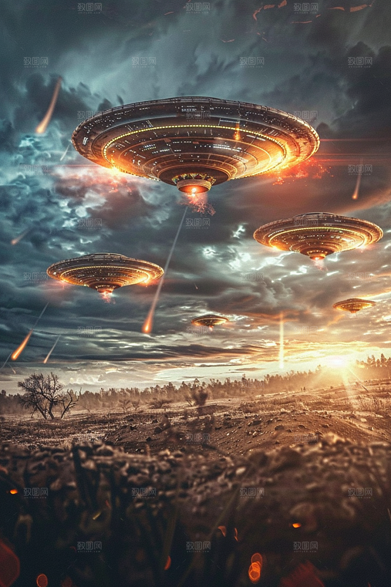 末日飞船太空战舰飞碟游戏原画