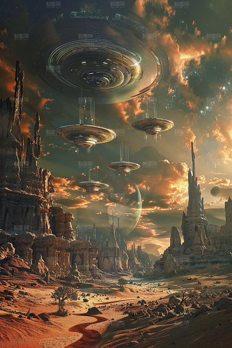 末日飞船宇宙太空战舰游戏原画