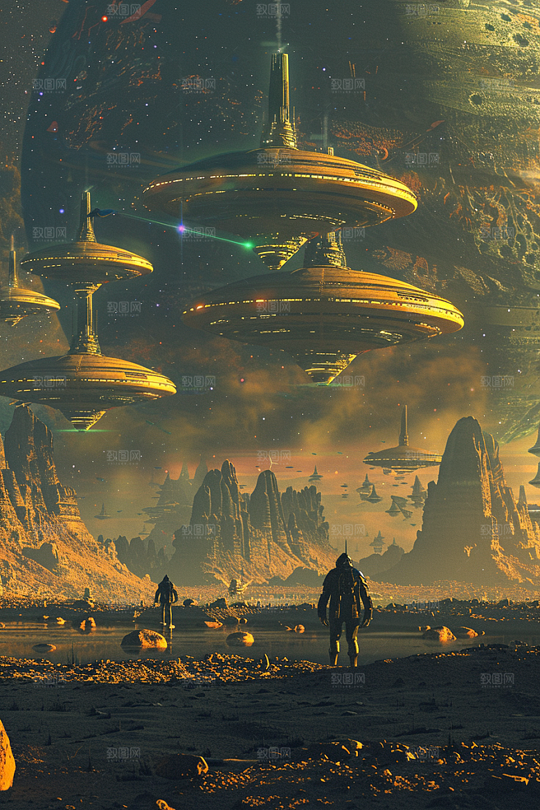 末日飞船太空战舰宇宙游戏原画