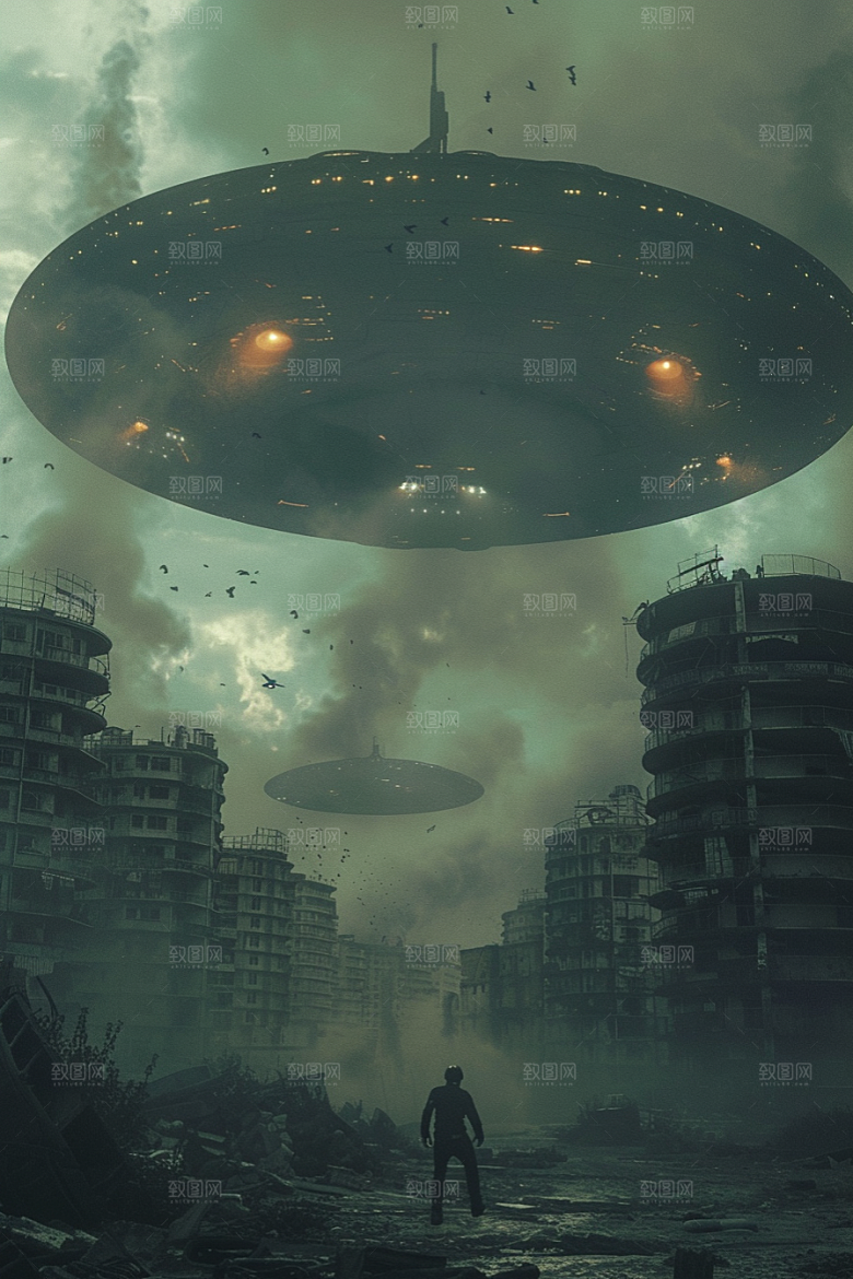 末日飞船太空战舰外星人游戏原画