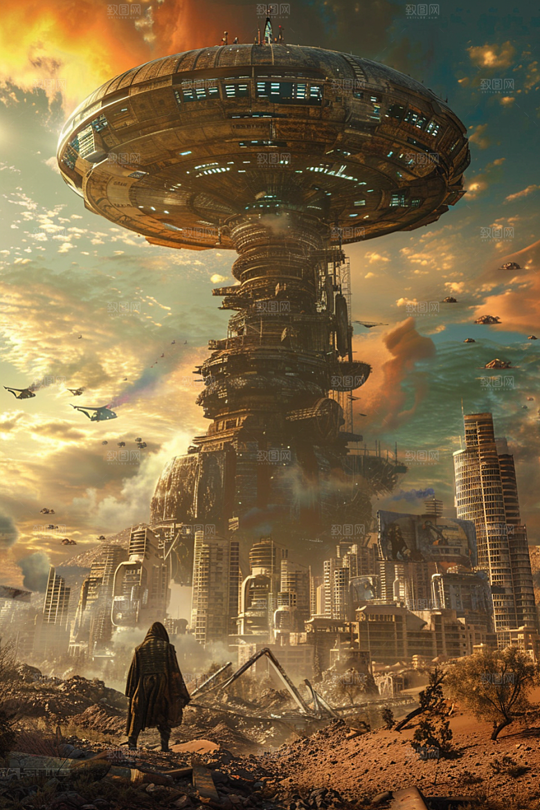 末日飞船外星人太空战舰游戏原画