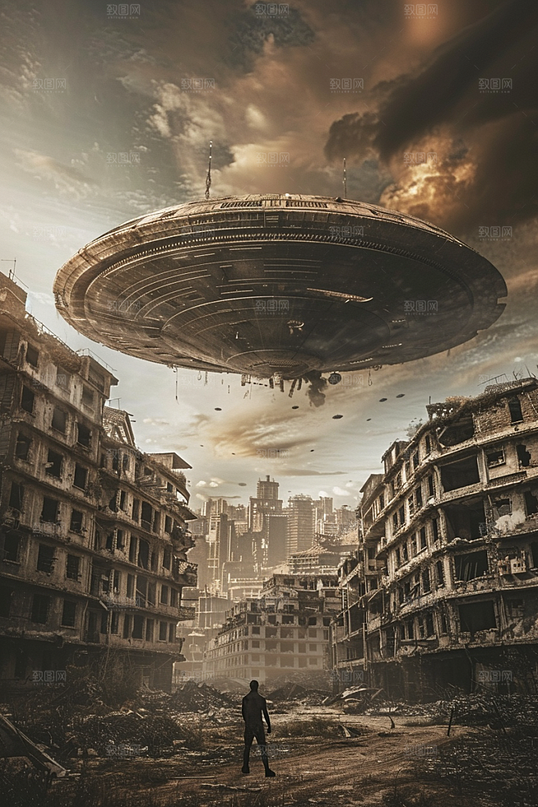 末日飞船科幻片外星人游戏原画