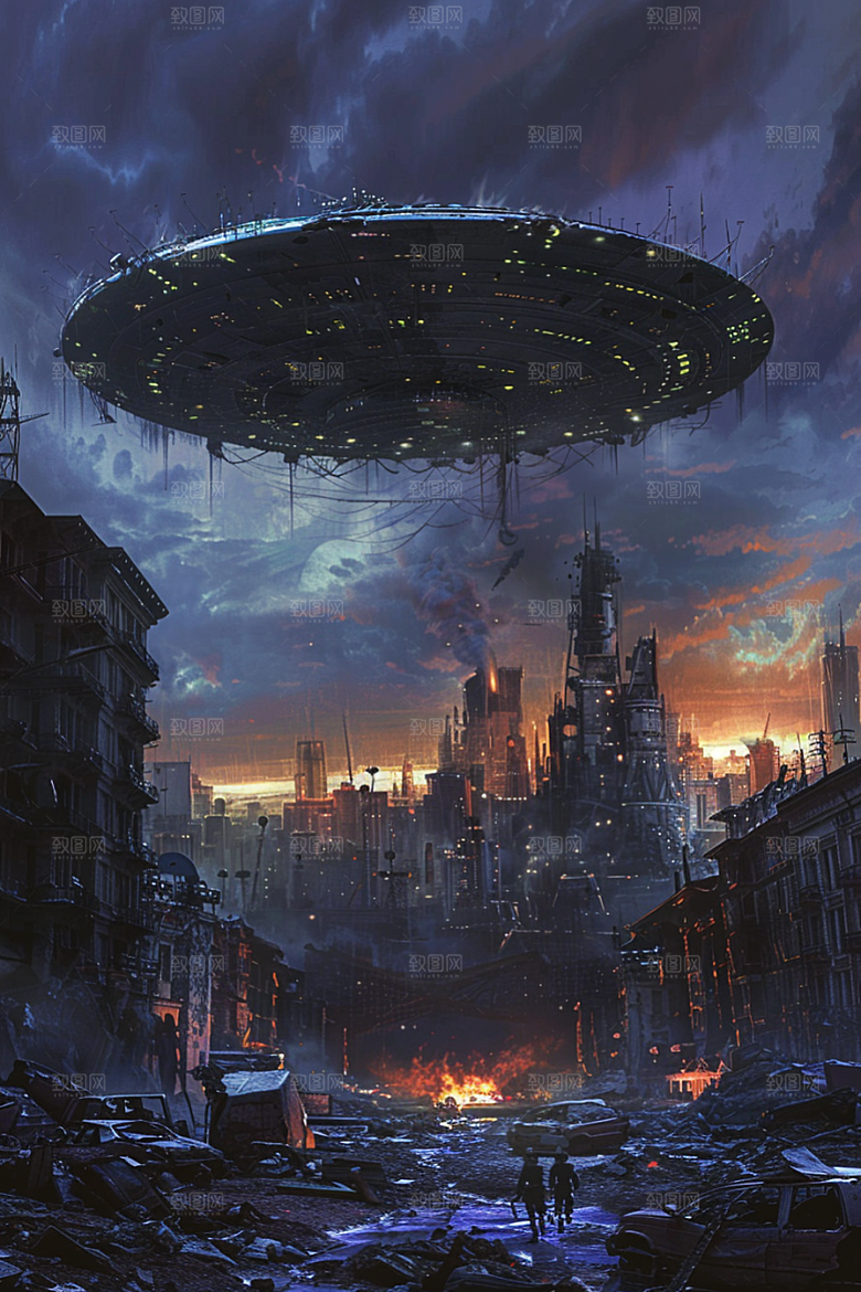 末日飞船宇宙外星人游戏原画