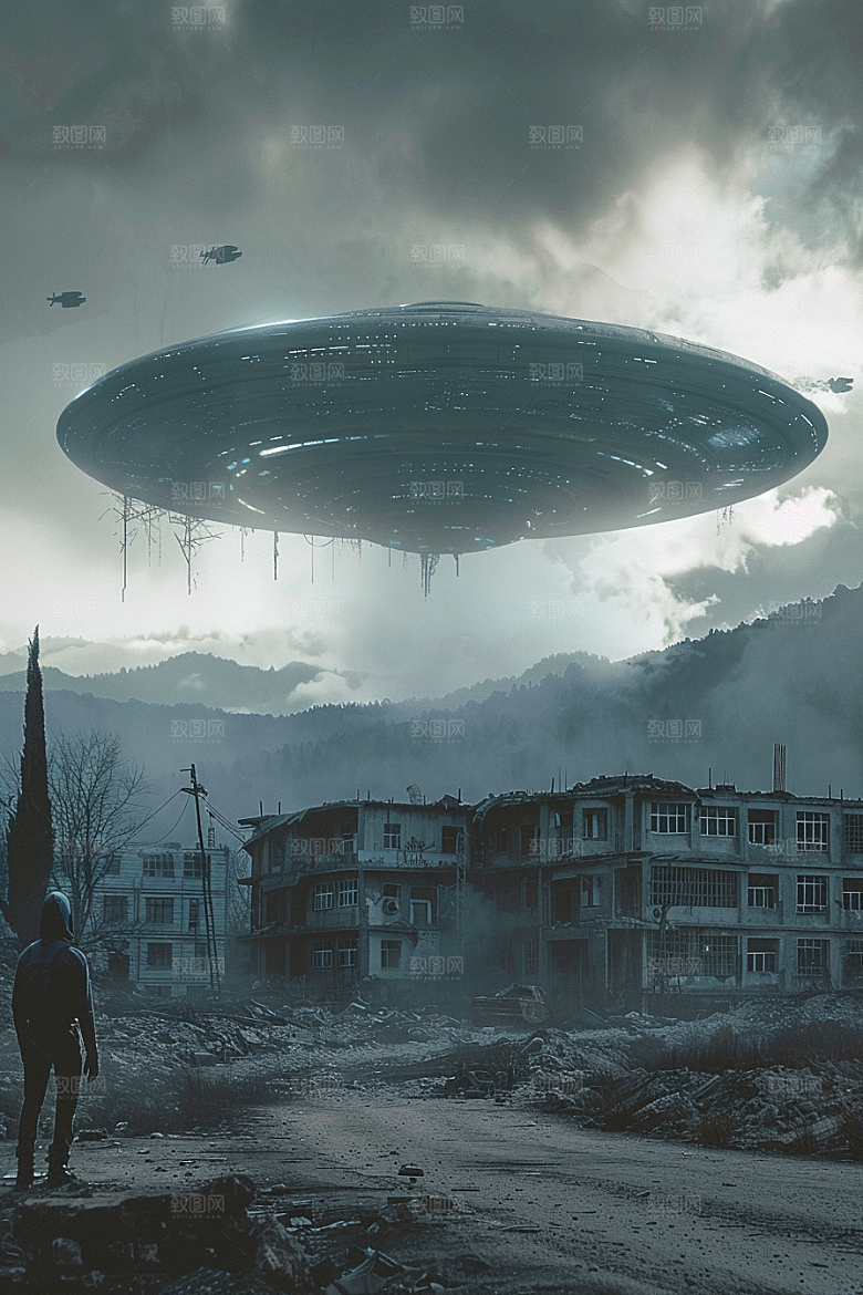 末日飞船科技感外星人游戏原画