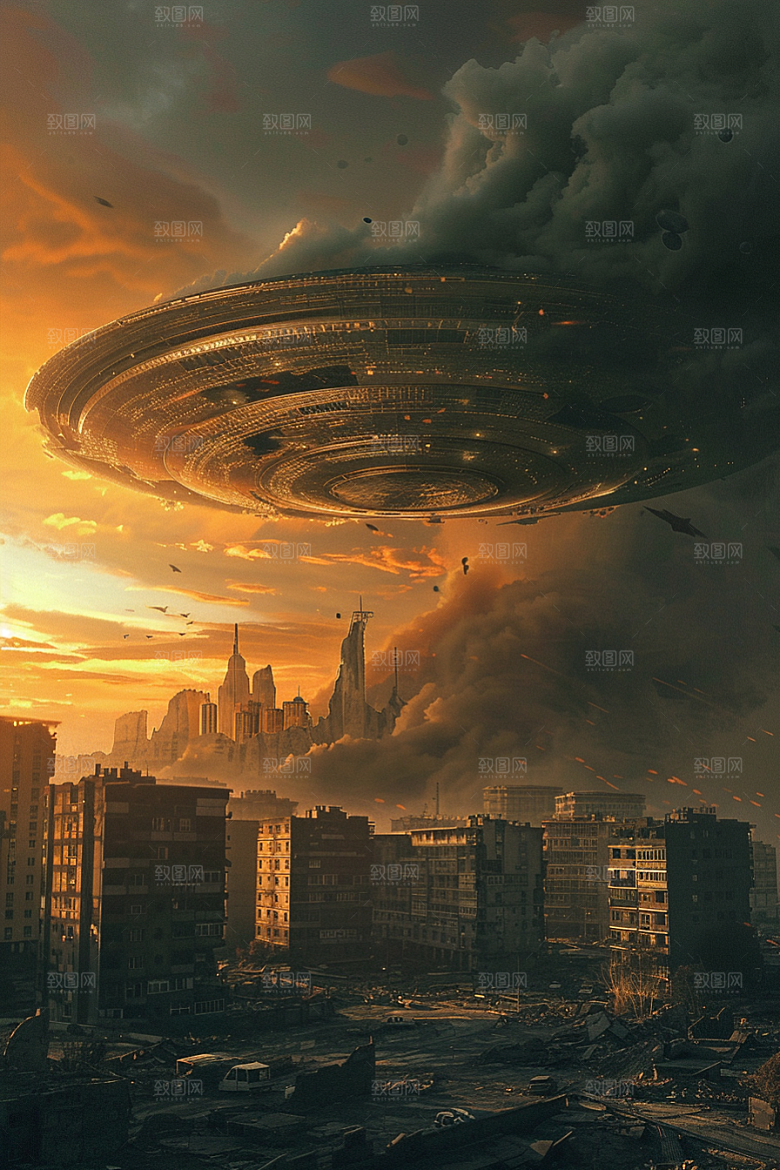 末日飞船科幻片太空战舰游戏原画
