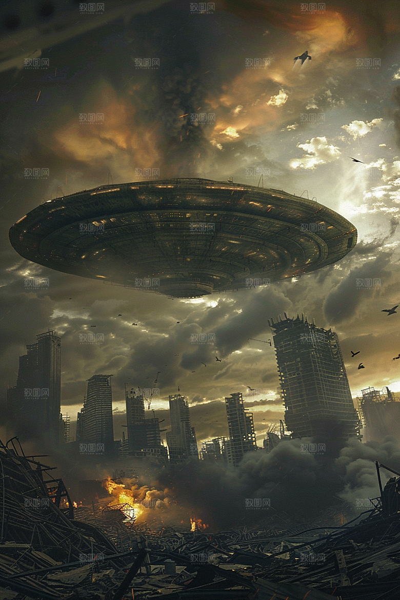 末日飞船太空科幻片游戏原画
