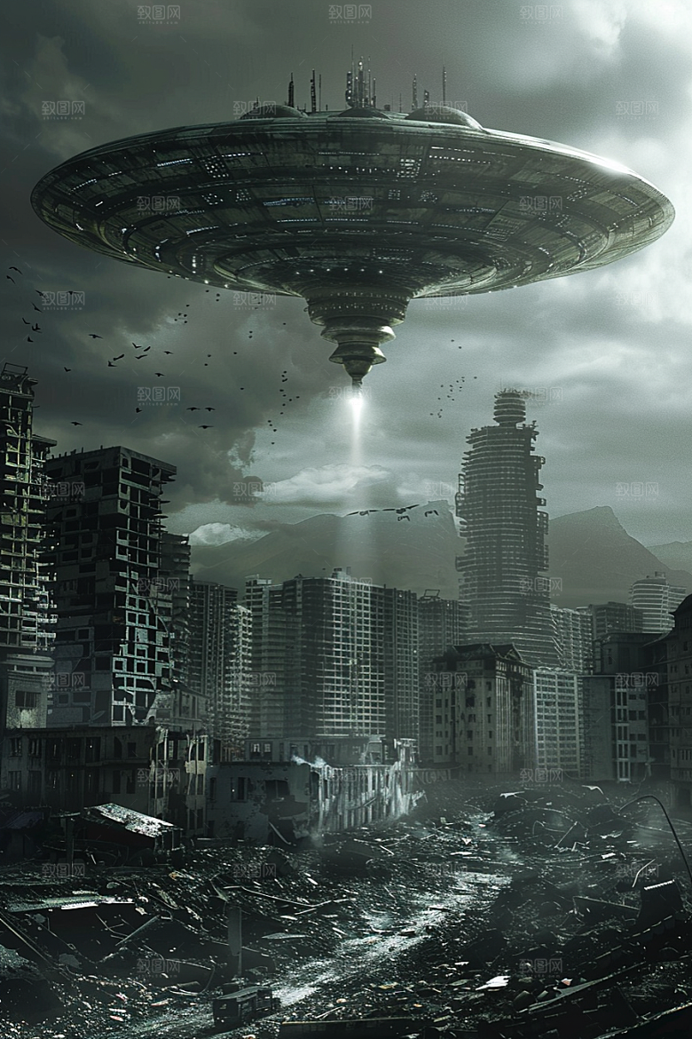 末日飞船外星人太空战舰游戏原画